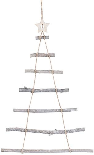 Britesta Holzleiter Tannenbaum: Deko-Holzleiter in Weihnachtsbaum-Form zum Aufhängen, 48 x 78 cm (Weihnachtsbaum Holz, Holzstrickleiter, Lichterkette)