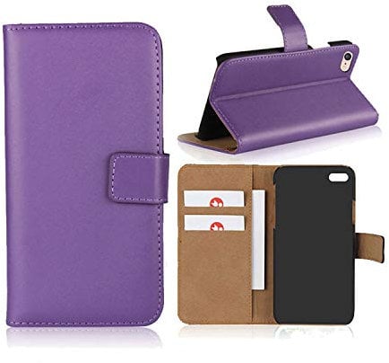 Smart Fit Sport iPhone Leather Case - SFS Leather Wallet Folio Case for iPhone X/XS 4/4S 5/5S 5C 6/6s 6 Plus 7/8 7 Plus/8 Plus (for iPhone 5C, Purple)