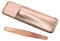 TWEEZERMAN Mini Pinzette mit Lederhülle (Schräge Spitze zum Augenbrauenzupfen, Reisegröße), Roségold