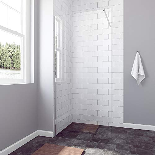 Duschabtrennung Walk In Duschwand Glas 110x200 cm Walkin Duschtrennwand Dusche Glas Duschkabine Walk In Seitenwand Dusche Duschglaswand 10 mm Echtglas ESG mit Lotuseffekt Nanobeschichtung | AQUABATOS