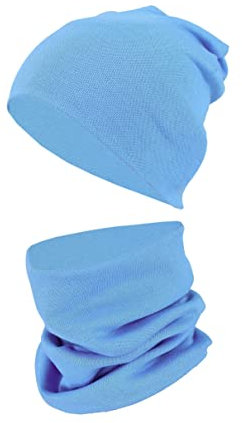 TupTam Mütze und Schal Kinder Set – Weiches Schal Mütze Set Kinder für Herbst und Winter, Farbe: Blau, Größe: 56-62