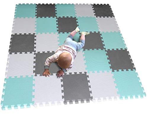 MQIAOHAM Babys Color Foam krabbelmatte matten playmat Puzzle Puzzle-spielmatte schaummatte spielteppich Weiß-Grün-Grau CDW101108112G301025