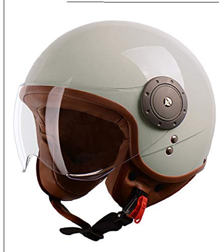 GAOZHE retrò Casco Casco Moto, Aperto Jet Caschi, Casco A Scodella,Scooter Motorino Vintage Caschi Cromwell, Donna Uomo con Visiera Parasole DOT Omologato