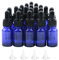 Rowiz Lot de 20 flacons en verre bleu de 10 ml avec pipette en verre, flacons compte-gouttes rechargeables pour huiles essentielles, mélanges de parfum, flacons d'échantillons de cosmétiques vides