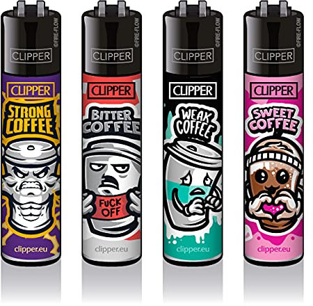 Clipper® Feuerzeuge - 4er Sets -neuste Kollektion Kaffee 2 + 1x Dhobia Clipper Feuerzeug LMC188