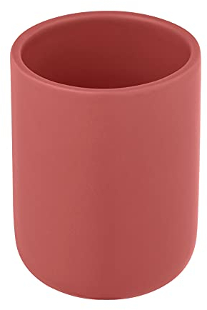 Allstar Zahnputzbecher Olinda, Zahnbürstenhalter in konischer Form, Mundspülbecher in mattiertem Finish, hergestellt aus Keramik, idealer Zahnbecher für Zahnbürste, Zahnpasta & Co., Ø 7,6 x 10 cm, Rot