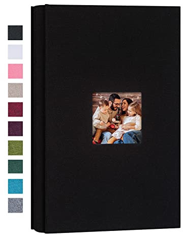 Mublalbum Kleines Fotoalbum, 10 x 15 cm, 300 Fotos, Leineneinband, Gestaltbares Fotobuch mit 300 horizontalen Taschen für Hochzeit, Familie, Jahrestag, Baby, Schwarz