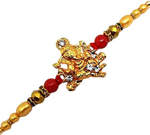 Aport Presents Eleganter Designer Ganesha Ganpati Kundan Meena Raksha Bandhan Geschenkband Moli Armband Stone Pearl Designer Für Brother Bhaiya Mit Roli Tilak Pack #Aport-3114