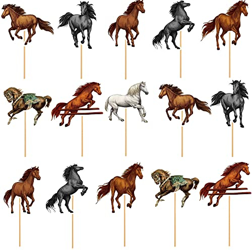 REDO 40 Stück Pferde-Kuchenaufsatz, Cupcake-Topper, Pferd, Kuchen, Geburtstag, Party, Dekoration, Kuchendekoration, Cupcake-Dekoration