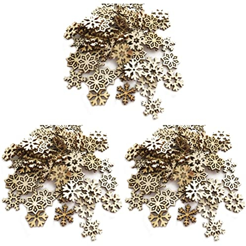 ABOOFAN 300 Stück Schneeflocken aus Holz Holzhandwerk Schneeflocke Holz Hängende Schneeflocke Weihnachtsbaum Schneeflocken Ornamente Unfertige Holzornamente