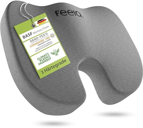 feela.® Orthopädisches Autositzkissen [3 Härtegrade] TESTSIEGER – Keilkissen für Autos – Besserer Sitzkomfort und Entlastung des Steißbeins – Autositz-Sitzerhöhung, Fahrersitzkissen (Medium)
