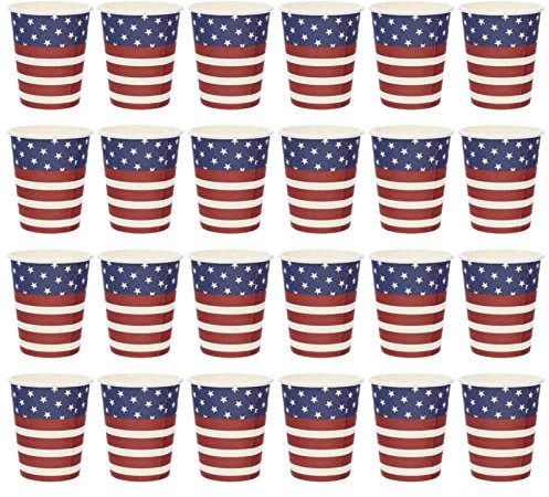 Happyyami 48pièces Gobelets Papier Pour Fête De Indépendance Gobelets Patriotiques Papier Avec Motifs Drapeau Américain Pour Fêtes Du Juillet Et Activités De Plein Air