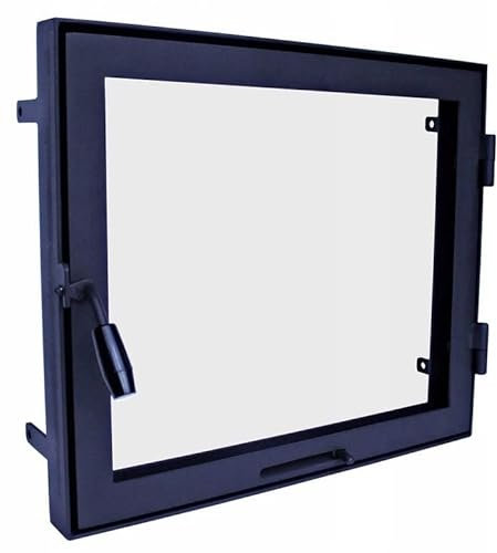 Puerta horno pizzero de hierro fundido, 78 x 58 cm, con cristal y mango a la izquierda, para horno empotrado de 21.84 litros, de la marca Genérico