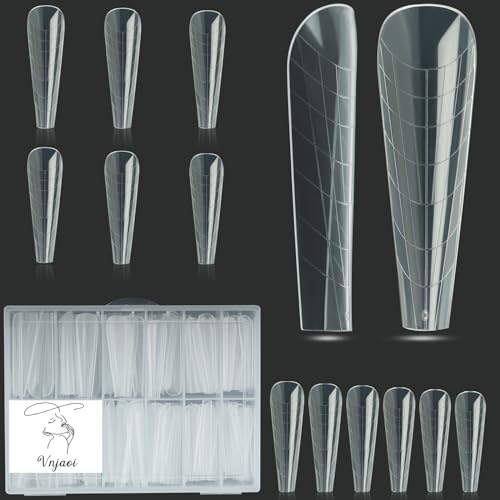 Vnjaoi 120 Pezzi Poli Estensione Gel Forme per unghie doppie con unghie a bara per la manicure in gel e per il fai da te nel salone di bellezza (set di forme per unghie doppie lunghe in Ferrari)