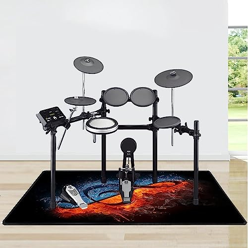 Tapis Batterie Insonorisé Tapis de Tambour Tapis de Batterie antidérapant Tapis Insonorisé pour Tapis Batterie électronique Grosse Caisse Batteries Caisse Claire Instruments de Musique Tapis de Sol