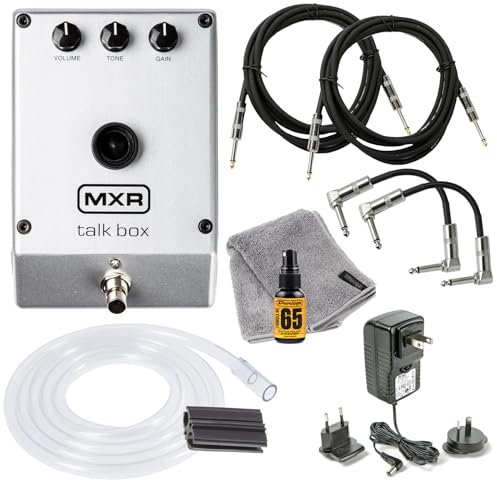 MXR M222 TALK BOX Effects Pedal for Guitar, Keyboard and Other Instruments with Tonebird 2 Wires, 2 Patch Cords, Dunlop Plush Cloth/Polishing Package