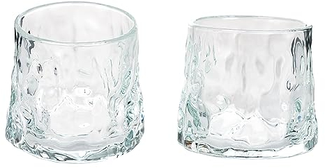 Invero Lot de 2 verres à whisky à bascule 180 ml – Beau design – Verre fantaisie idéal pour les bars, pubs et plus encore