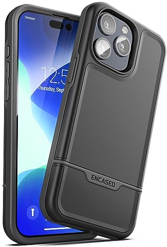 ENCASED Rebel Armor Designed for iPhone 15 Pro Phone Case, Protective Heavy Duty Cover (Black)