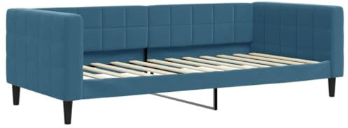 vidaXL Tagesbett, Gästebett 2-in-1, Sofabett Schlafsofa für Schlafzimmer Wohnzimmer, Bettsofa Sofa, Modernes Design, Blau 90x200cm Samt
