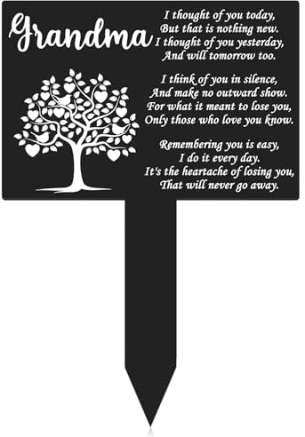 Wesiti Oma Gedenkstäbe Grabschmuck Friedhofsdekorationen Metall Grabmarkierungen Plakette Trauer Gartenstecker Wasserdicht Friedhof Gedenkschilder Dekoration für Grab, UTE-Wesiti-2488