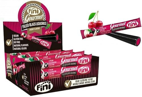 iChuches- Regaliz Fini Gourmet Dulce de Regaliz Black Liquorice Fini Gourmet. Sin Gluten y Vegano. (32, Regaliz Negro Con Cereza)