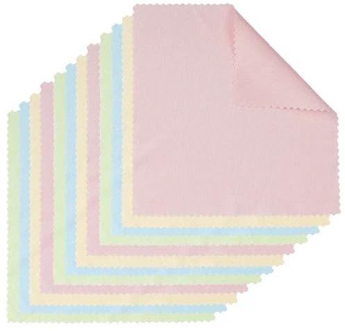 XPJYUA Silberputztuch für schmuck 50/40/30/20/10 Stück Schmuckreinigungstuch for Brillen, Stoff, Poliertuch for Sterlingsilber, Gold und Platin, kleine Poliertücher, 13 x 13 cm(Color:Random 40pcs)