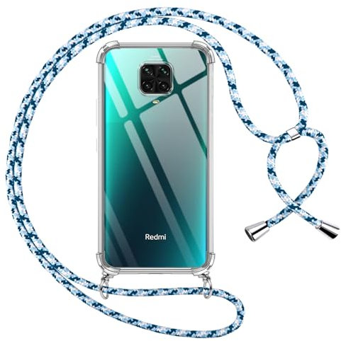 Pnakqil handyband für Xiaomi Redmi Note 9 Pro/9 Pro Max/9S 4G, Silikon mit Kordel Necklace Schnur Case, Blau