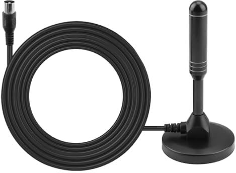 DTA240 - Antena DVB-T/DVB-T2 de alto rendimiento, con núcleo macizo de aluminio y base magnética, cable de 2 m para televisión digital, sintonizador DVB-T2 y radio DAB, máxima calidad de señal