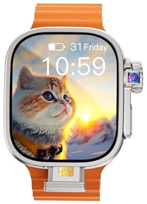 Reloj inteligente JC02pro S9 Ultra 2.2 4G, sistema Android, GPS, WiFi, brújula, caja de aleación de titanio, reloj inteligente para hombre, pantalla AMOLED de 32 GB (naranja plateado, 2+16 GB)
