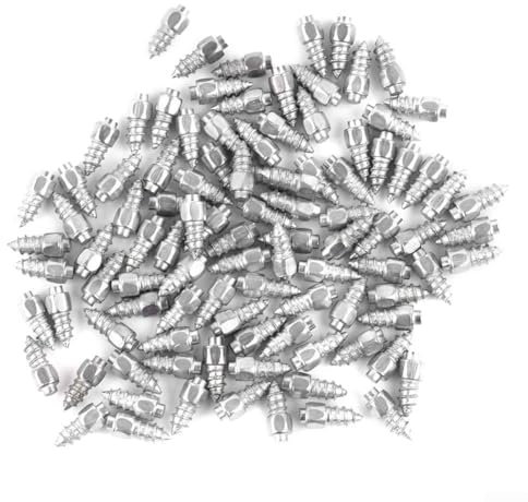 Honseadek Schraubbolzen, Spikes für Reifen, 100 Stück Stahlkörper, Hartmetall-Spitzen [Sicherheit Anti-Rutsch] Rad Reifen Schnee Reifen Spikes
