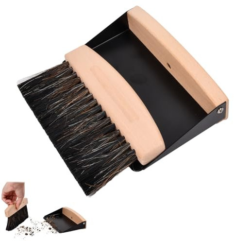 Duronge Set Balai de Table Et Pelle à Poussière, Mini Balai Et Balayette, Brosse de Table Magnétique en Bois, Petit Set de Nettoyage de Table pour Nettoyer Les Tables, La Poussière Et La Saleté