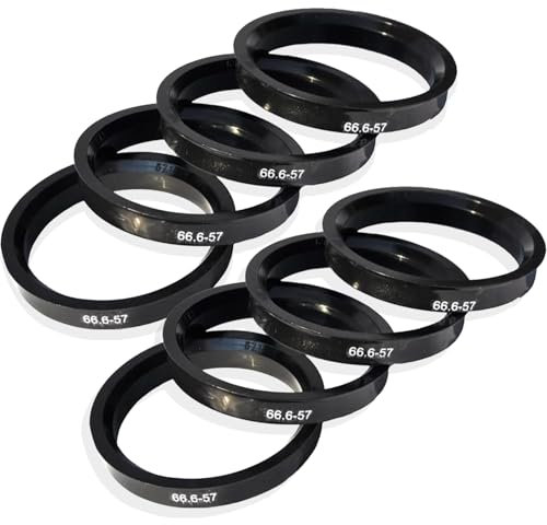CLKE 8 STK Zentrierringe Ø66,6 auf Ø57,1, 4 Stück Zentrierringe, Plastik Zentrierung Zentrierringe, kompatibel mit Mercedes Benz Audi VW, Zentrierung von 66,6 mm auf 57,1 mm, Schwarz