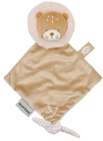 Nattou Mini-Schnuffeltuch aus Polyester, Löwe, Für Neugeborene und Frühchen, Ca. 19 cm, Flo, Oli & Ernest, Ernest Braun
