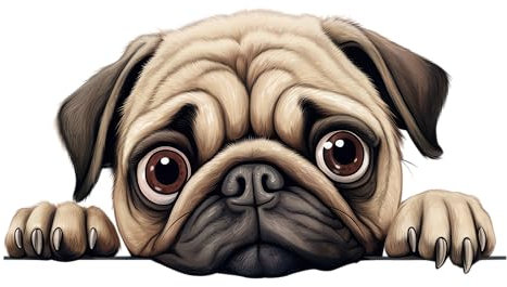 x4 Dog Stickers for Wall Decor, Covering Marks, Hardwearing Waterproof Mugs & Phone, Car Bumpers, Shower & Tile, Toilets, Laptop & More Vinyl Decals, (Shark02) (Pug)