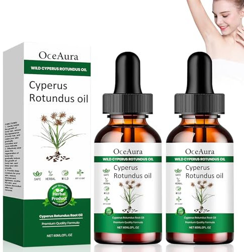 Cyperus Rotundus Oil, 2 Pezzi Ciperus Rotundus Oil, 100% Pure Cyperus Oil, Oli Essenziali Ciperus per la Depilazione, Cyperus Oil, Ridurre La Crescita dei Capelli - 60ml * 2