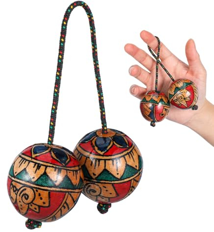 Milisten Asalato Kashaka - Instrument de Percussion Rythmique en Bois avec Cordes - Shaker Africain Artisanal pour Débutants et Musiciens