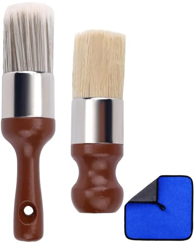 2pcs Furniture Salve Brush and a Soft Cloth | for Painting or Waxing of Furniture or Other Projects, High quality Brushes Provide Uniform Paint Release Effect