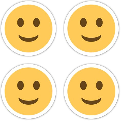 Aufkleber: 150 mm, 4 Stück - XXL Smiley Emoticon Sticker rund gelb für Fenster Türen