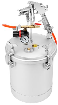 10L Druckbehälter Farbspritzpistole mit 3.0mm Düse Lackierpistole Set mit Schlauch 45-60 PSI Betriebsdruck für Automobil und Holz