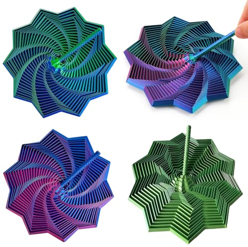 Expanded Sensory Fidget Stars, 3D Printed Spiral Decompression Star with Handle, Sensory Fidget Toys, Hexagonal Honeycomb Fidget Toy for Desks, Christmas Stocking Stuffers Gadgets - 3pcs