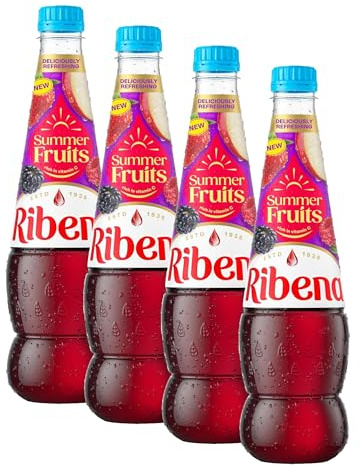 Ribena Summer Fruits Squash No Added Sugar 850ml - Real Fruit | Rich in Vitamin C | No Artificial Colours or Flavours | 100% Recycled Plastic Bottle (Pack of 4)