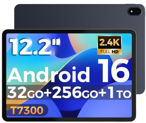 Tablet 12.2 Zoll Android 16 Tablets, 32GB RAM+256GB ROM, 2400*1600 IPS 10000mAh Tablet Octa-Core T7300, 5+16MP/Gemini AI/Widevine L1/TÜV Rheinland/18W Schnellladung/IP54 Wasserdicht