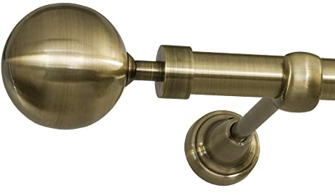 ROLLMAXXX Gardinenstange Vorhangstange 19mm 1-läufig Messing Design Metall (Nabucco, 200 cm)