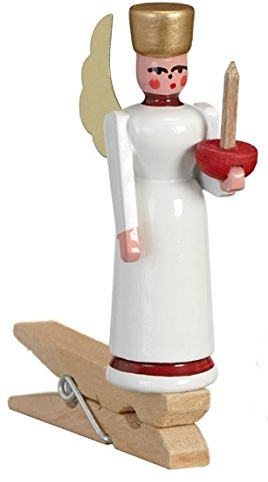 Rudolphs Schatzkiste Baumbehang Engel bunt auf Klammer Höhe ca. 5,5cm NEU Baumschmuck Christbaumschmuck Strauchbehang Weihnachten Schneeball Figur Seiffen Erzgebirge Holz Winterdeko Dekorat