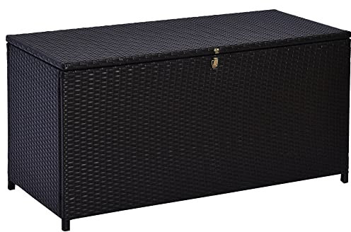 Outsunny Rattan Storage Box Outdoor Indoor Wicker Cabinet Chest Garden Furniture 118 x 54 x 59cm - Dark Brown
