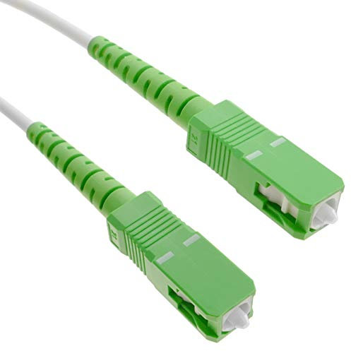 BeMatik FK84-VCFR , Cable de fibra óptica SC/APC a SC/APC (monomodo simplex 9/125, de 3 m), blanco-verde