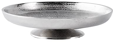 Cuenco decorativo de aluminio, plata, decoración de lujo, moderno, de metal, decoración de mesa, boda, decoración de Navidad, para salón, comedor o cocina, XL 29,5 cm