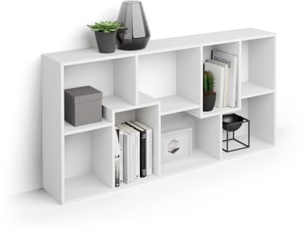 MOBILI FIVER, Iacopo XS Bücherregal (160,8 x 80 cm), Esche, Weiß, Made In Italy