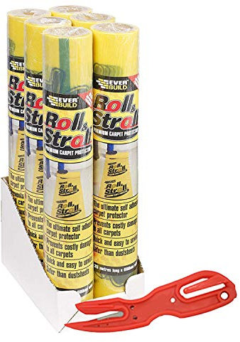 Roll & Stroll Premium Carpet Protector - DIY Self Adhesive Floor Protection for Carpets – Roll and Stroll Floor Paint Protectors – Waterproof Sturdy Trip Free Hard Floor Film Covering (25 Metres)