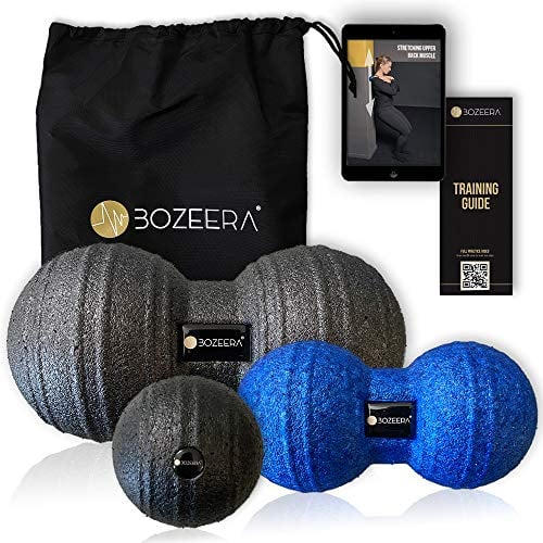 [FASZIEN DUOBALL 12CM, DUOBALL 8 CM UND FASZIENMASSAGE BALL 8CM] Duoball Faszien Massage Bälle Set Inkl. GRATIS Video-anleitung, Poster & Tasche – BOZEERA©: Premium Set